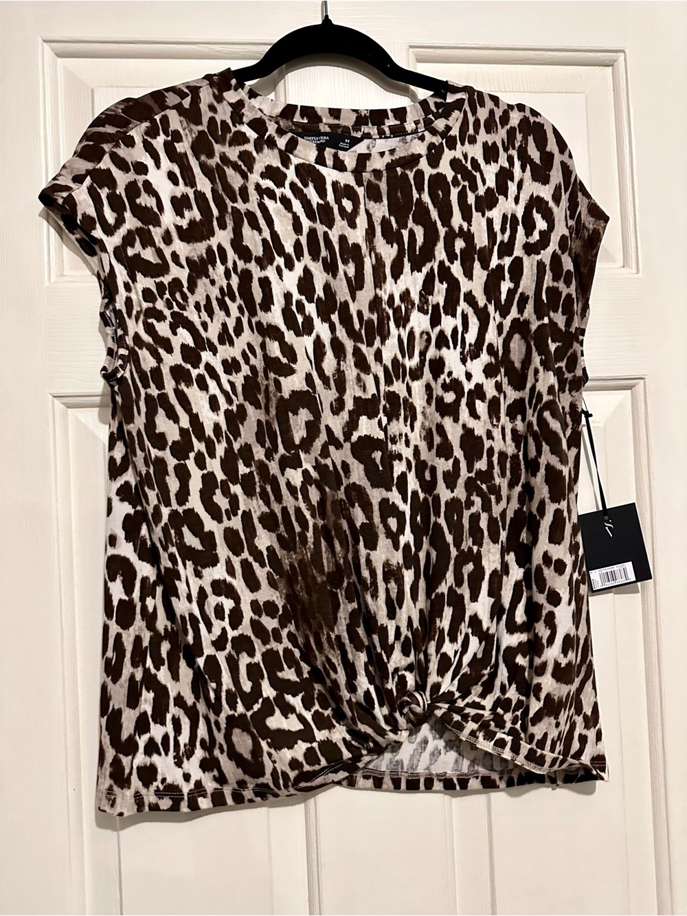 Simply Vera Women’s Brown Leopard Print Twist-Front Top & Maxi Skirt Set